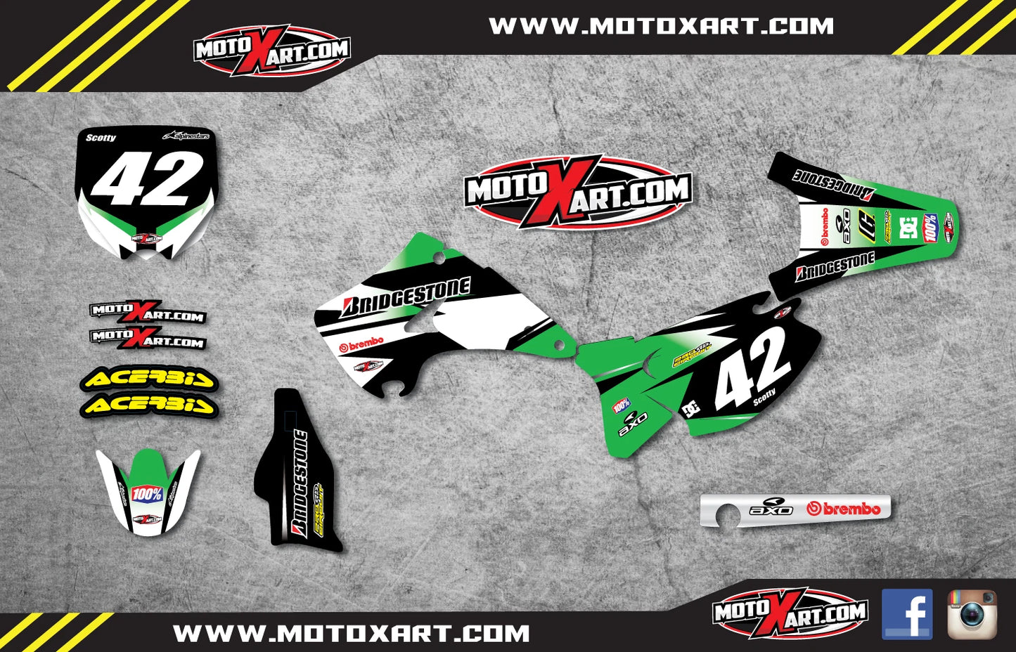 Full Graphics Kit Decals for KX 125 250 (2003-2012)