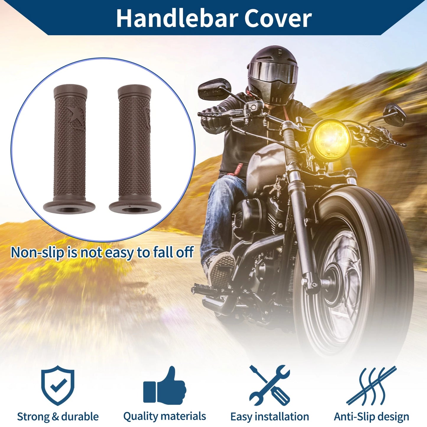 7/8 22mm Hand Grips Coffee for Motorcycle