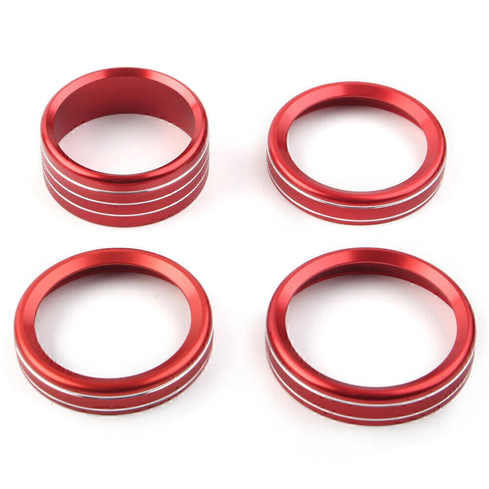 4 x Air Conditioner Switch Knob Ring Cover Trim RED for Jeep Wrangler (2018-2020)