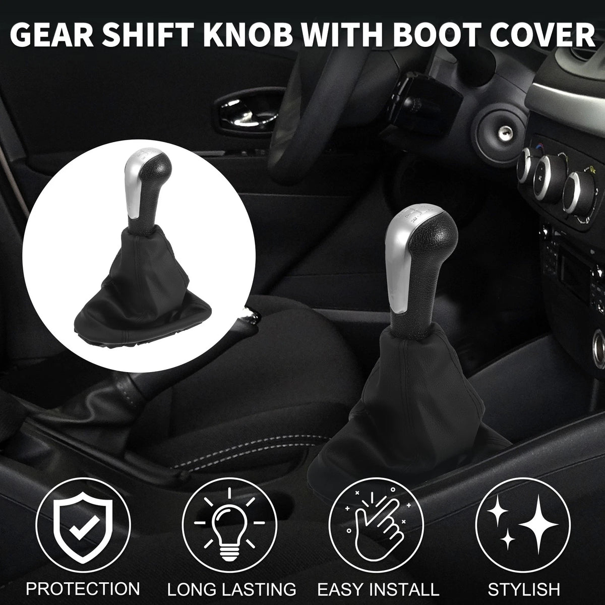 5-Speed Gear Shift Knob with Cover for Chevrolet Spark Plastic Faux Leather