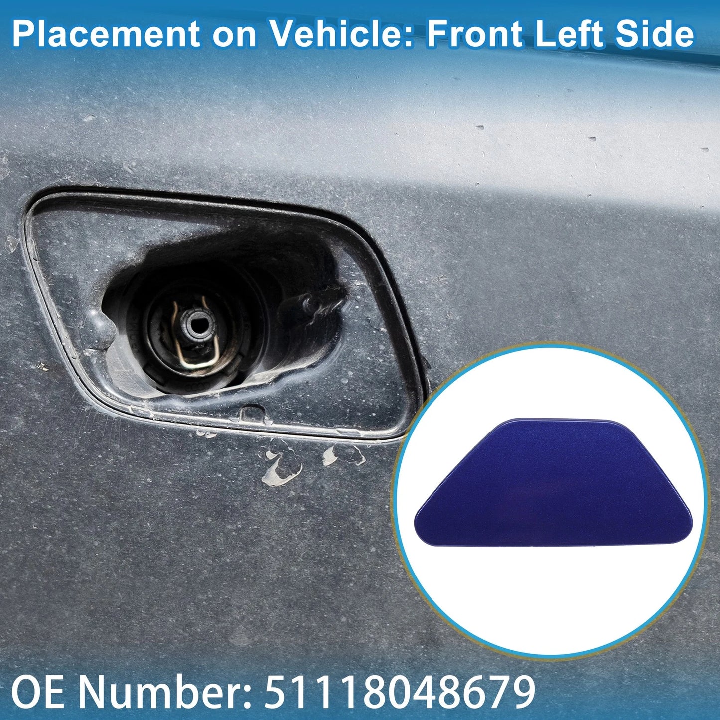 Front Left Washer Nozzle Cover for BMW 528i (2011-2016) Dark Blue