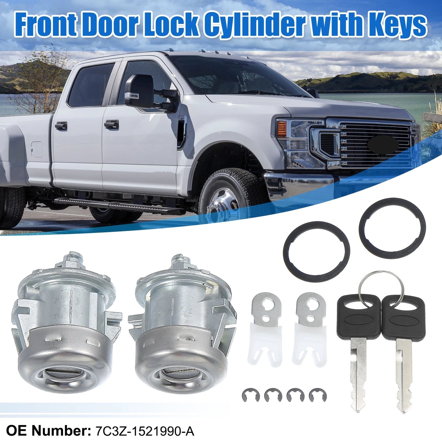 Door Lock Cylinder Tumbler w/Key Set for Ford F150 F250 F350 (2004-2023)