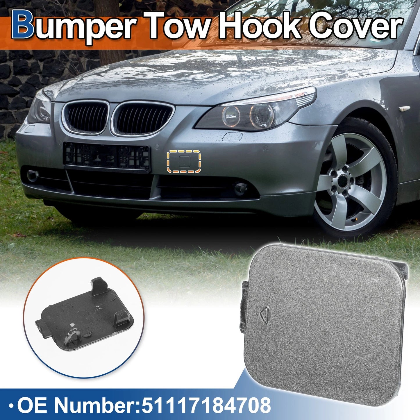 Tow Hook Cover for BMW 528i 535i (2008-2010) - Gray