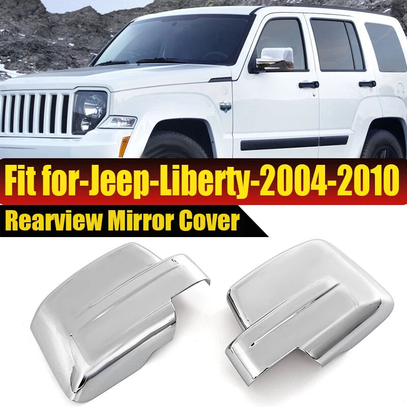 Chrome Side Rearview Wing Mirror Cover Caps for Jeep Liberty (2004-2010) 2x
