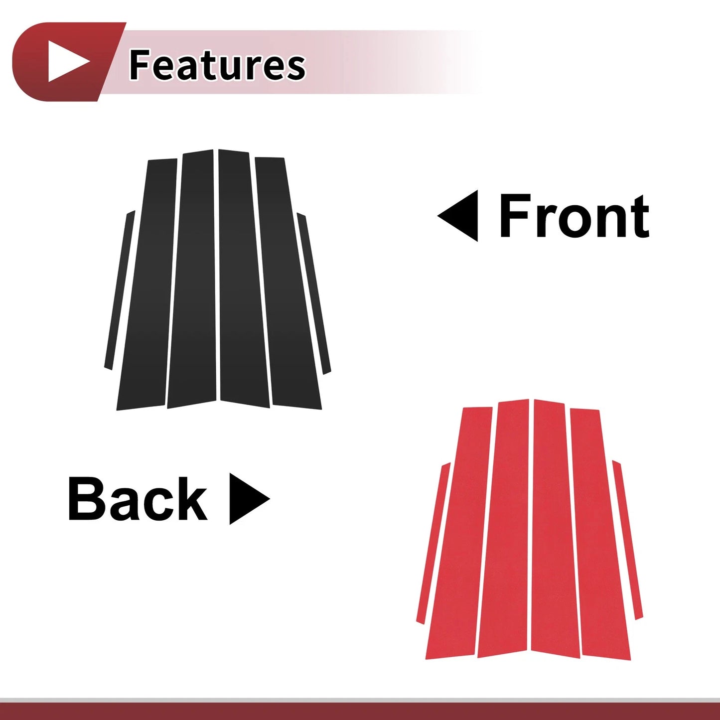 6 x Car Door Pillar Window Trim for Toyota Corolla (2014–2018)