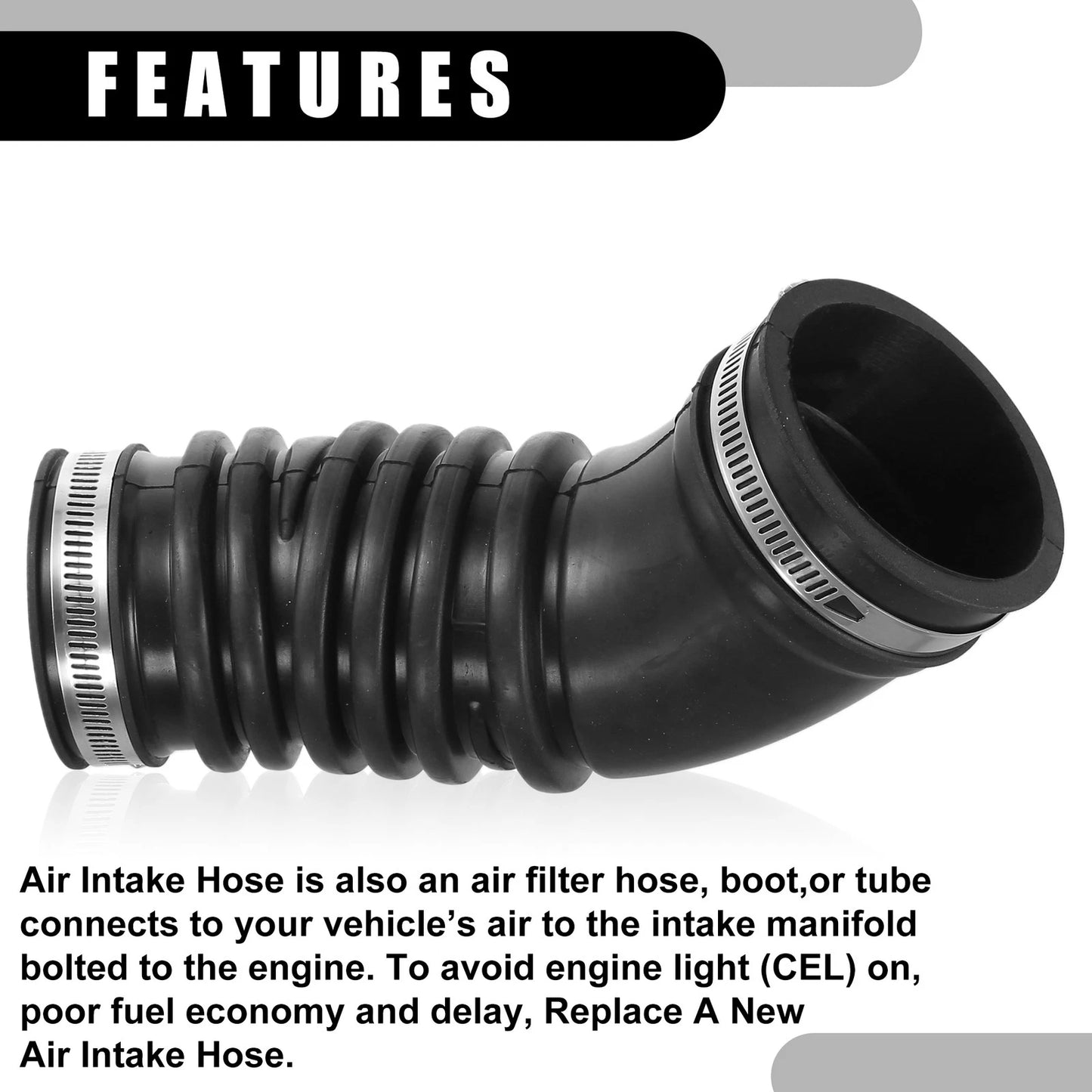Air Cleaner Intake Hose Tube with Clamps for Toyota Pickup L4 2.4L (1984-1988)