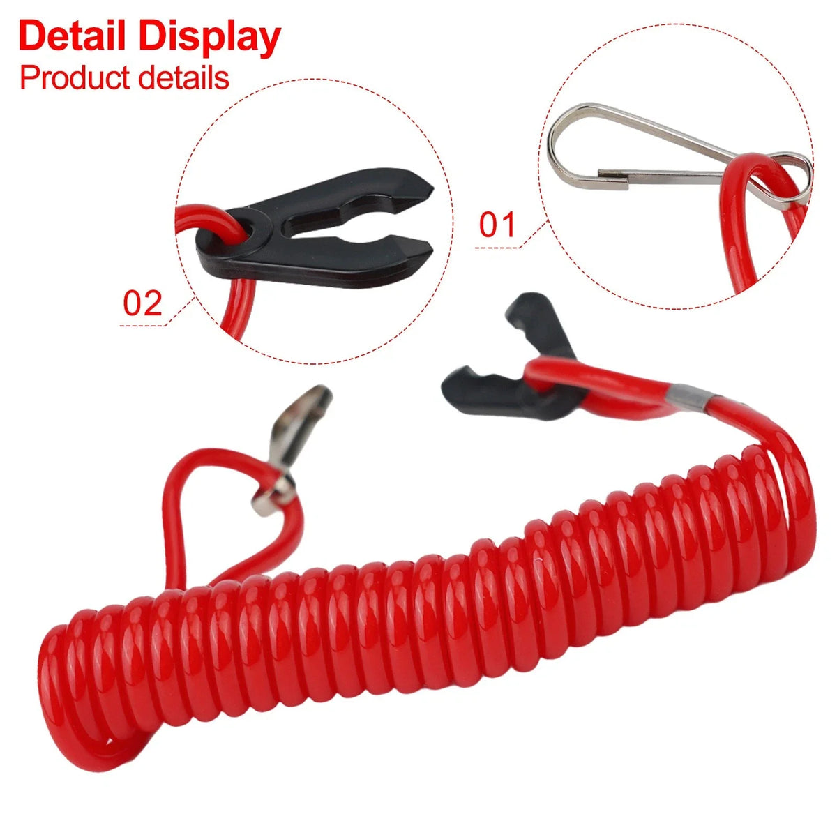 Boat Kill Switch Key Lanyard for Honda/Mercury/Evinrude/Johnson Tether