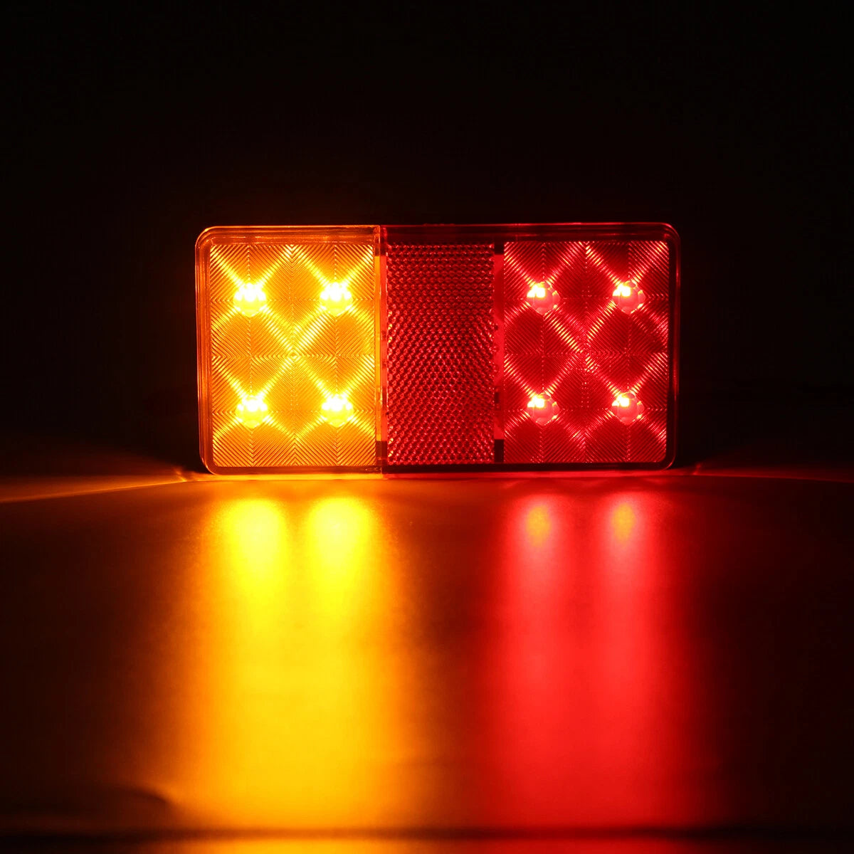 LED Tail Lights for Trailer Truck Brake/Rear Signals Amber+Red