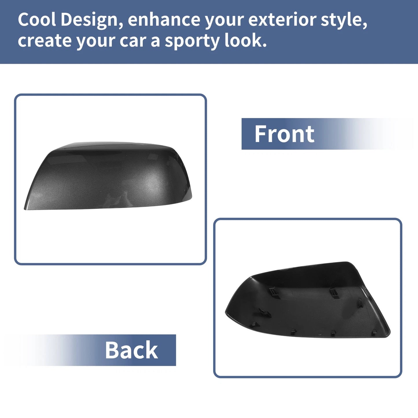 2 x Mirror Cover Cap Silver Tone for Toyota Tundra Sequoia