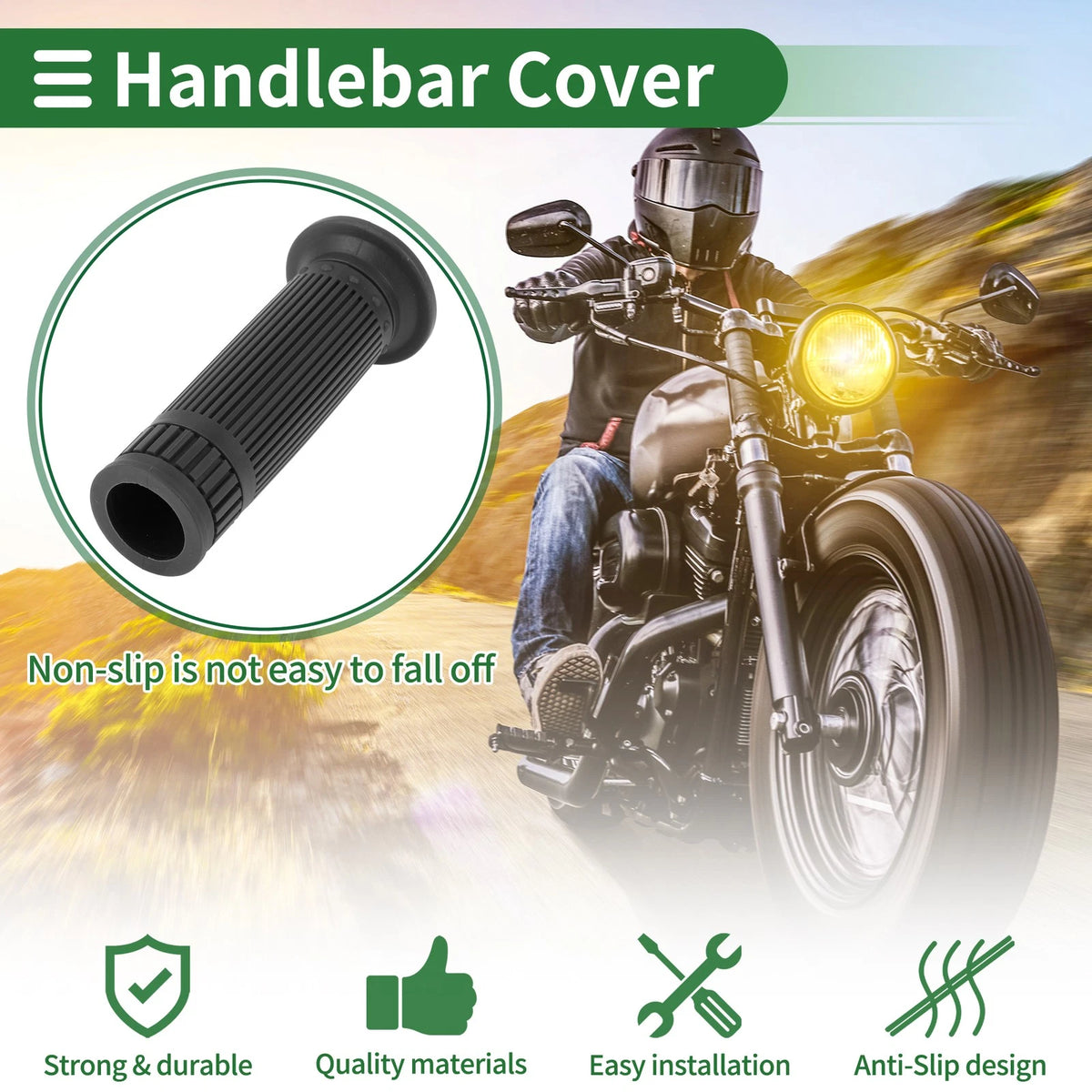 1 x 25mm Hand Grips Cover Handlebar Grips TPU Black for Motorcycle