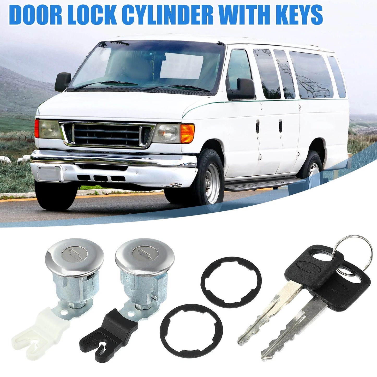 Door Lock Cylinder Set with Key for Ford E150 (1992-2014)