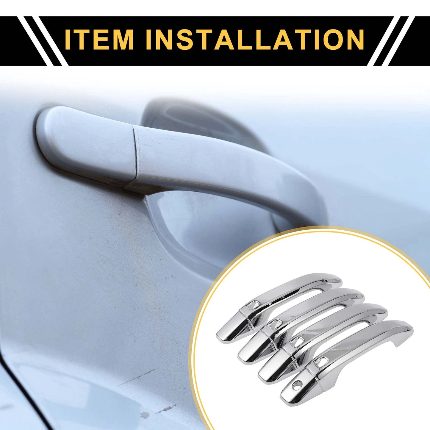 4 x Exterior Door Handle Covers for GMC Yukon Keypad Chrome Silver Tone