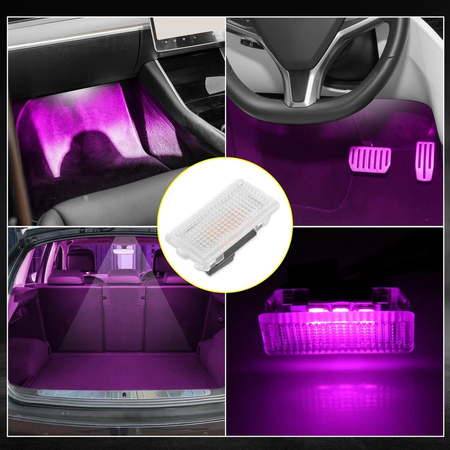 8pcs LED Footwell Lights for Tesla Model 3/Y/X (2017-2023) Pink Purple