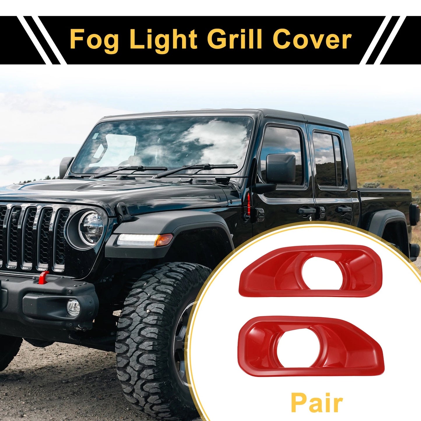 Fog Light Grills for Jeep Wrangler JL Gladiator (2018-2023) - 1 Pair Red