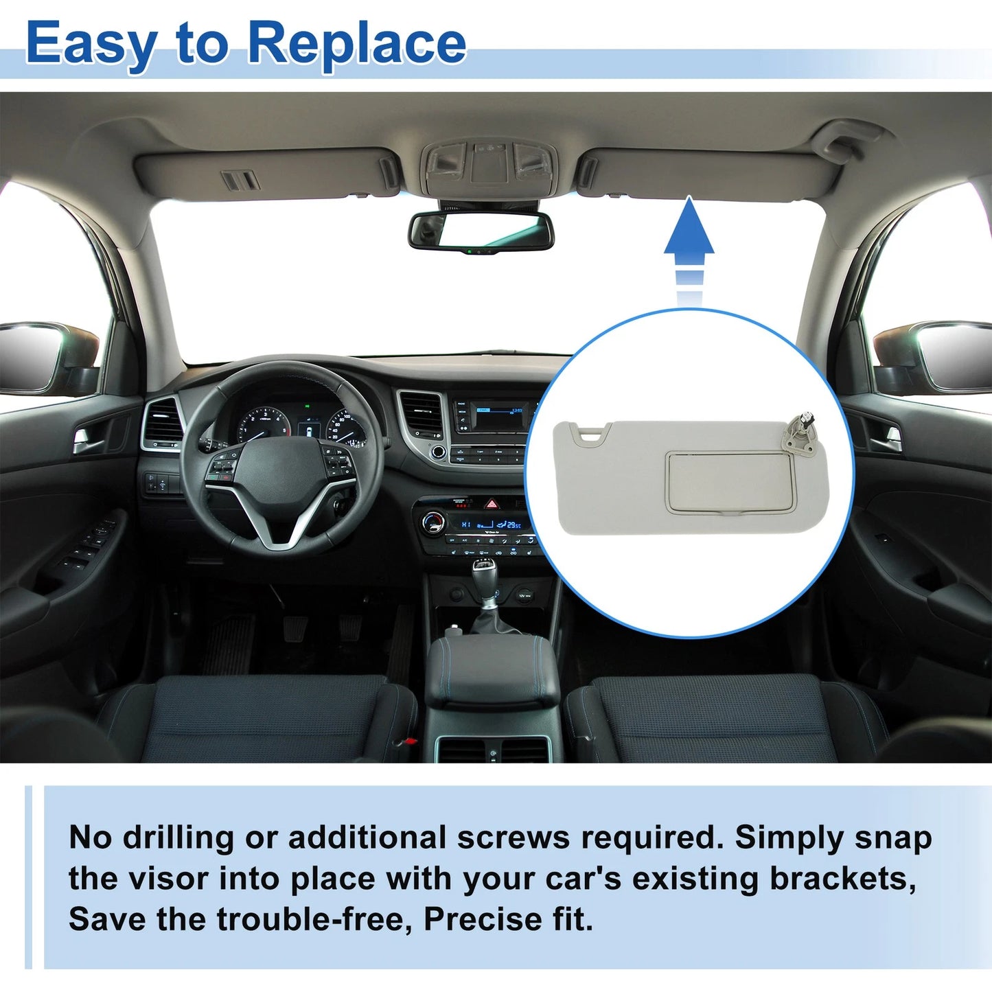 Right Side Sun Visor for Nissan Altima 2019-2025 Grey Replacement