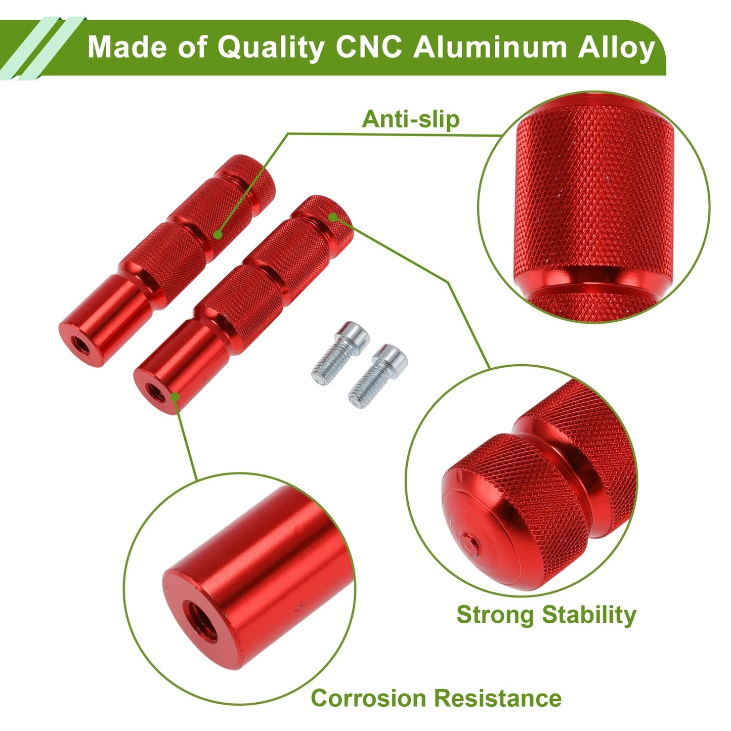 Foot Pegs Front Aluminum Alloy Red for Honda Grom MSX125 (2013–2020)