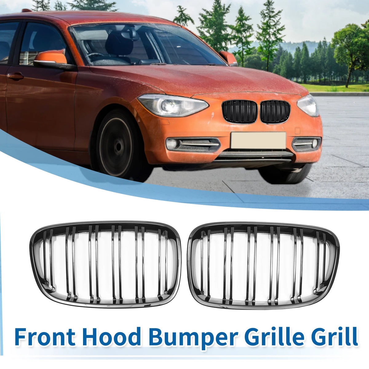Front Upper Bumper Grille for BMW 1 Series F20 2011-2014 Double Slat