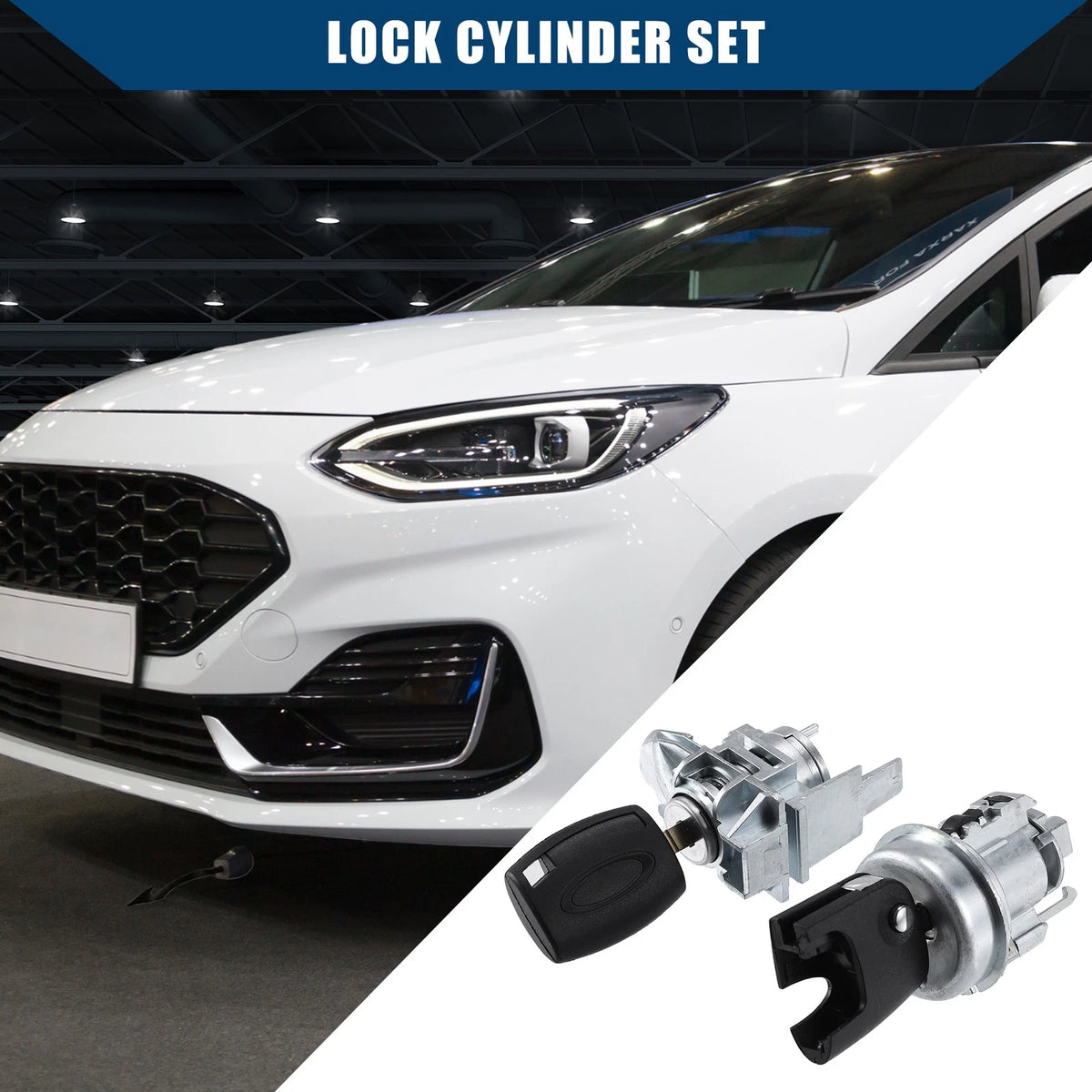 BE8Z11582B Ignition & Door Lock Cylinder Set with Keys for Ford Fiesta