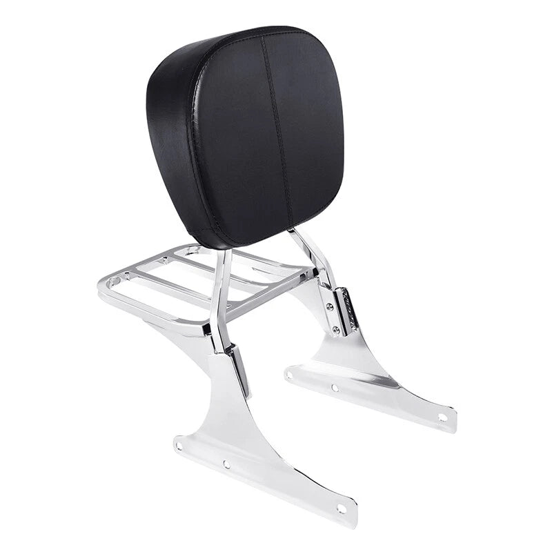 Chrome/Black Sissy Bar Backrest Luggage Rack for Harley Softail (1984-2005)