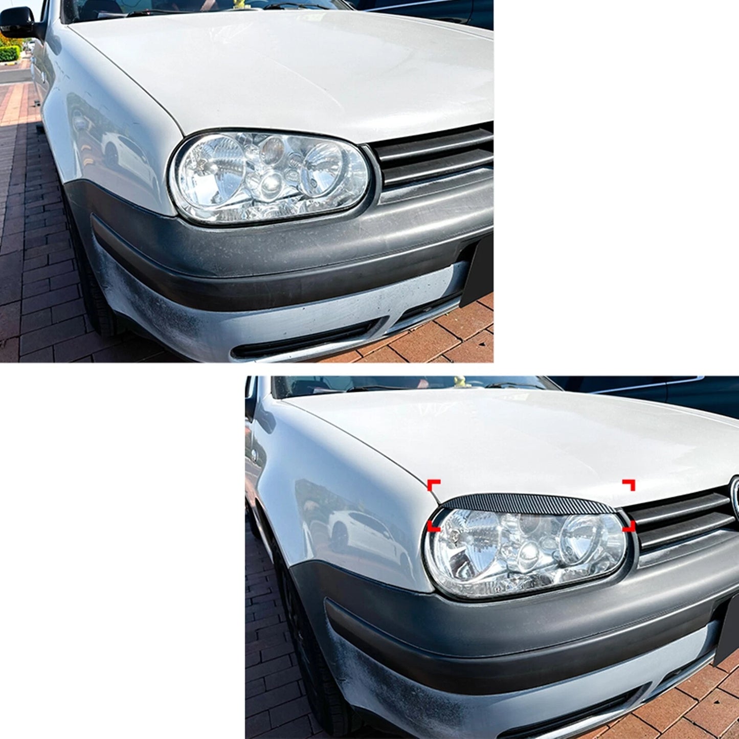 Headlight Eyelid Covers 2 x Gloss Black for VW Golf 4 MK4 (1997-2006)