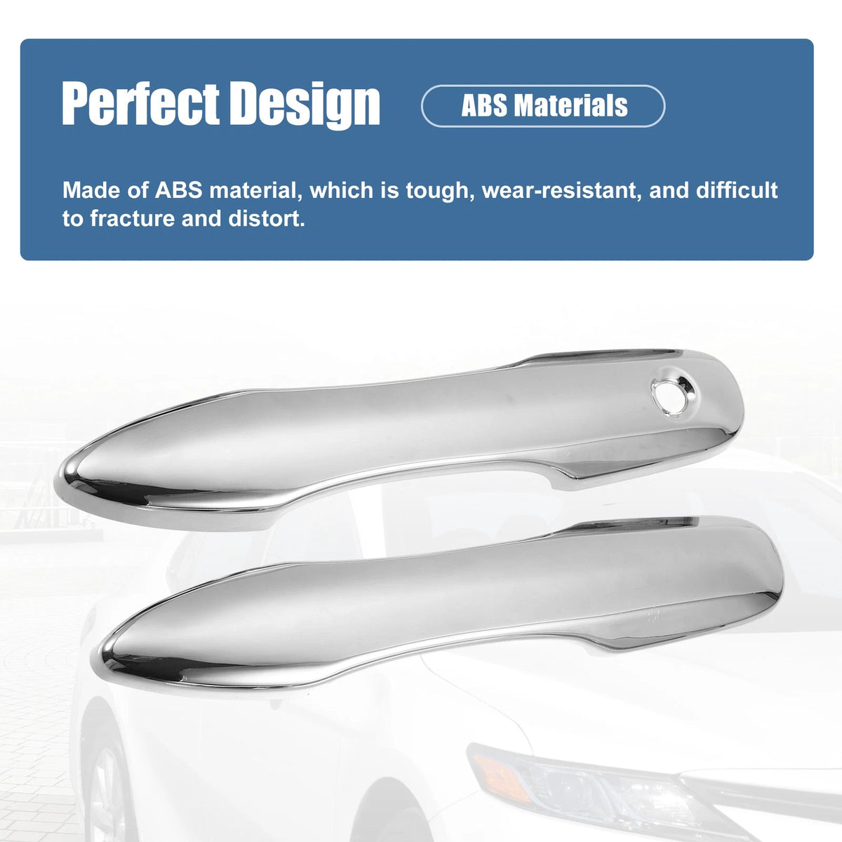 Set Door Handle Cover Chrome Silver Tone for Toyota Camry (2018–2023)