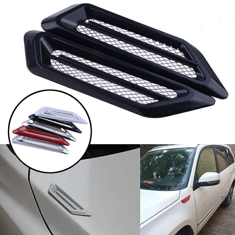 Black Car Fender Side Hood Air Flow Vent Stickers for Universal Fit Accessories