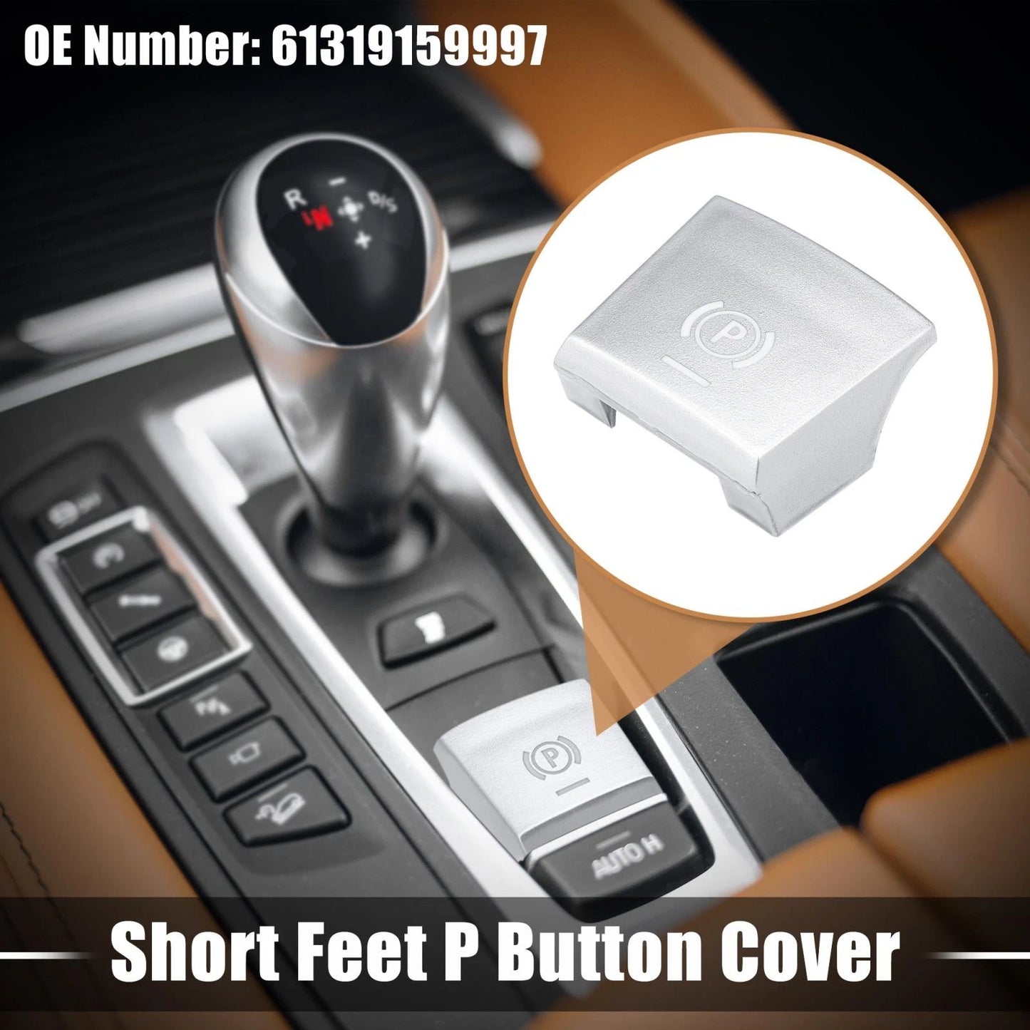 P Button Cover for BMW F01 F02 F12 F10 F07 (Silver Tone)