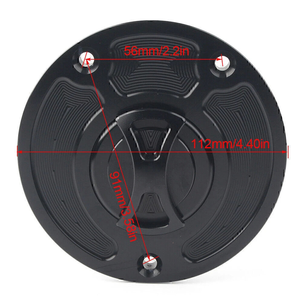 Aluminum Keyless Fuel Gas Tank Cap Cover for Kawasaki ZX10R ZX9R (2004-2023)