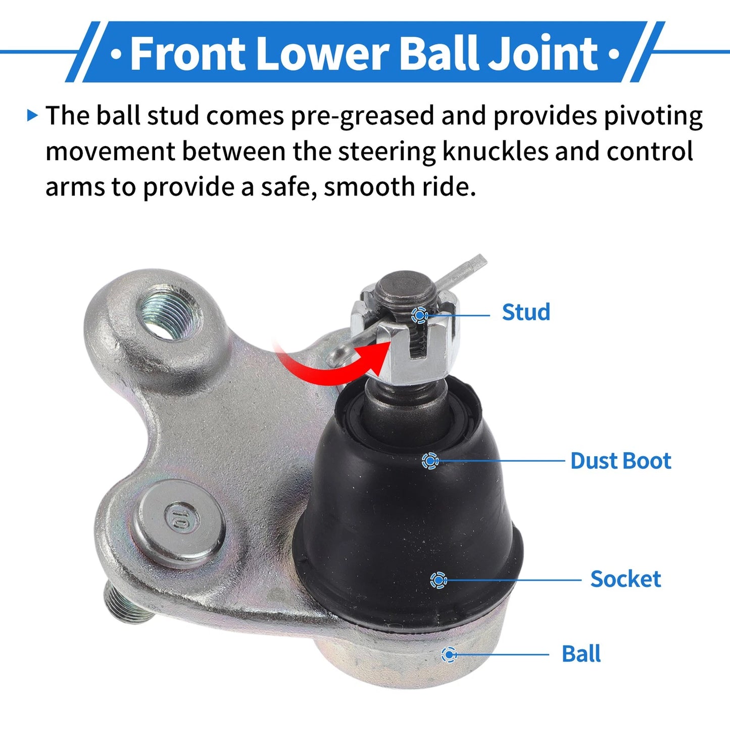 2 x Front Lower Ball Joints for Honda Civic (2012-2015)