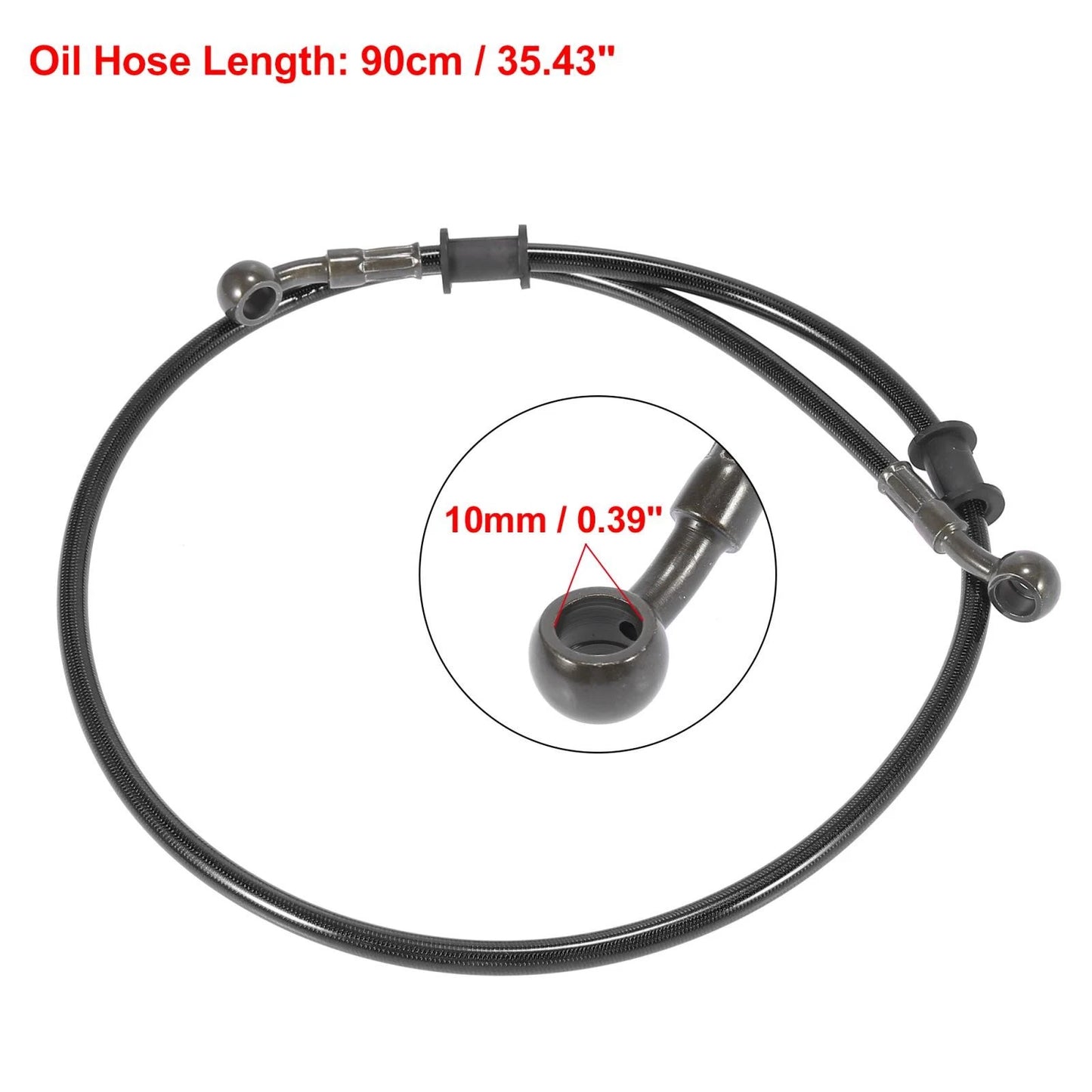 Brake Clutch Oil Hose 90cm 28 Degree Banjo Bend Black for Motorcycle ATV