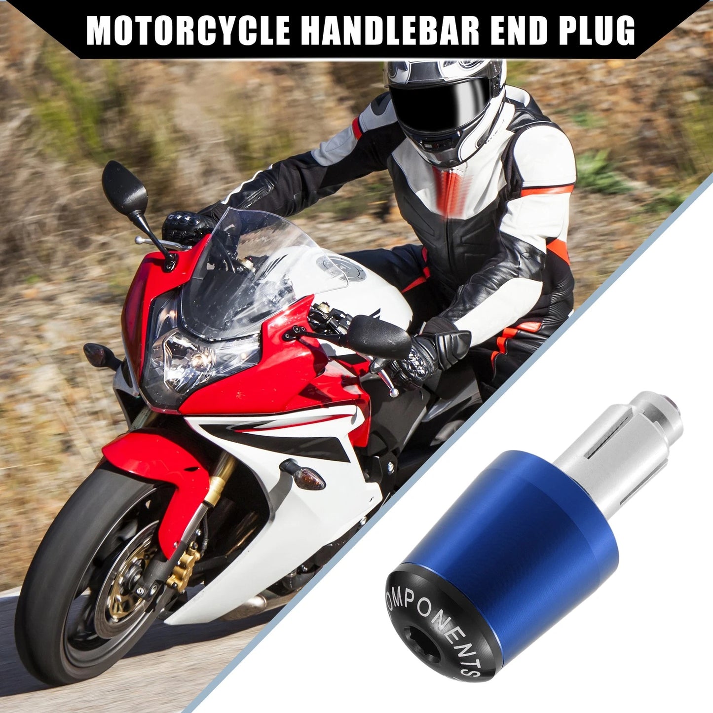 Handlebar End Plug 2 x 7/8" 22mm for Honda Blue