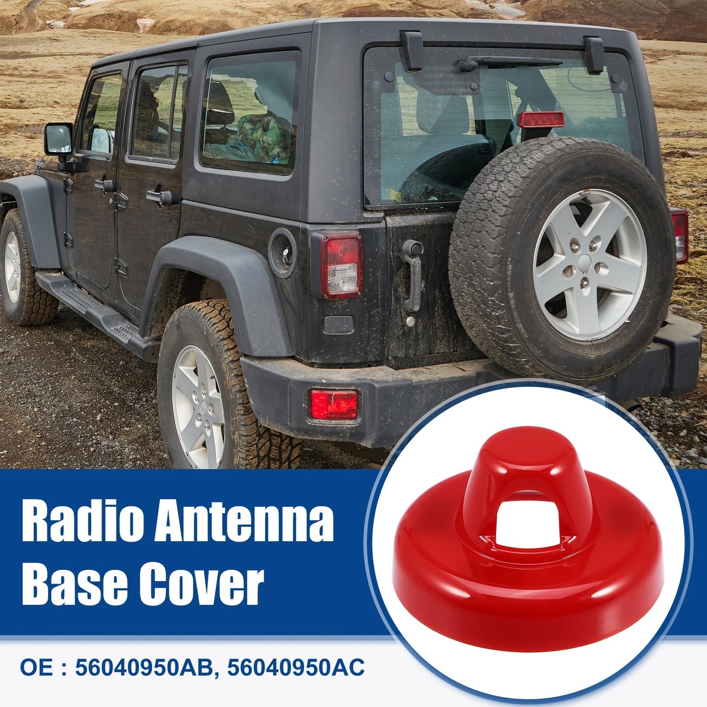 Radio Antenna Base Cover for Jeep Wrangler, Gladiator - 1 Pcs Red