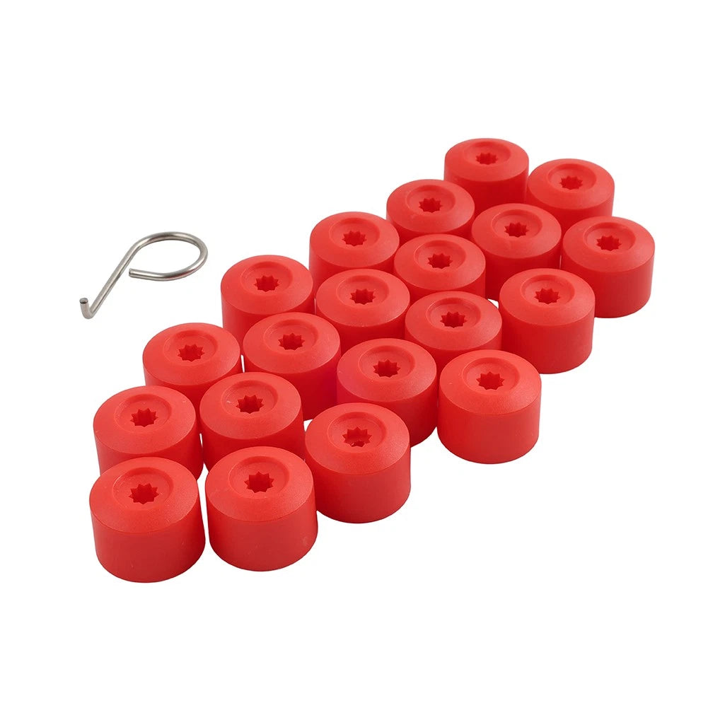 17mm Red Wheel Lug Nut Bolt Cover Caps for Volkswagen Golf, Passat, Beetle