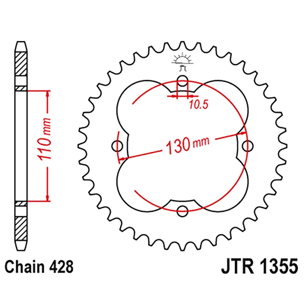 48 Tooth Rear Sprocket 48T for Honda TRX125 FourTrax 125 (1987–1988)