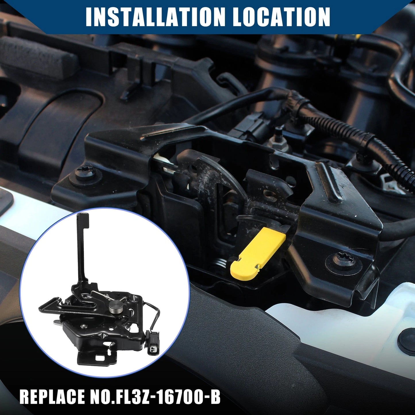 Car Hood Lock Latch for Ford F-150 2015-2020 - Metal Black (2015-2020)