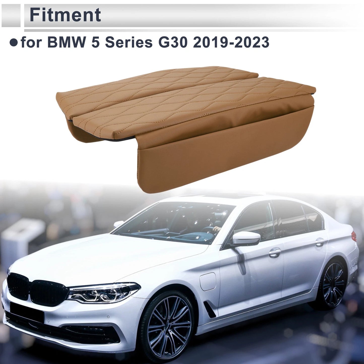 Car Center Console Cover for BMW 5 Series G30 (2019-2023) Light Brown
