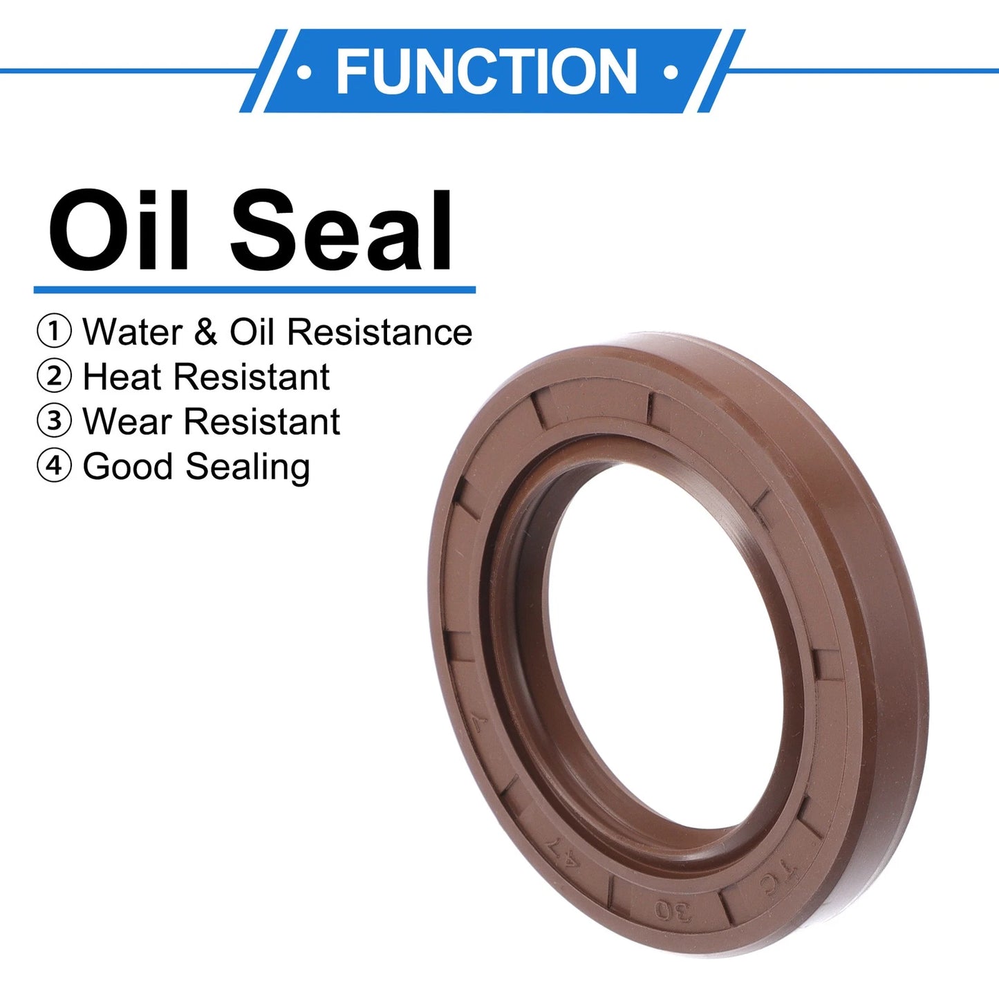 Oil Seal / 30x47x7mm 2 x / Rotary Shaft Seal FKM Rubber Brown for Car