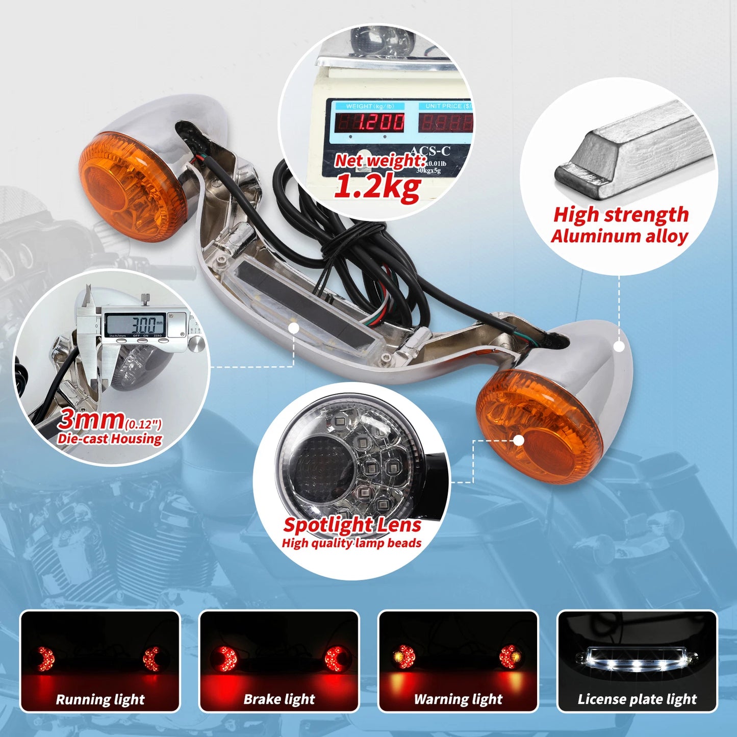 Rear Brake LED Light Bar Turn Signal for Harley Road Street Glide (2010-2024)