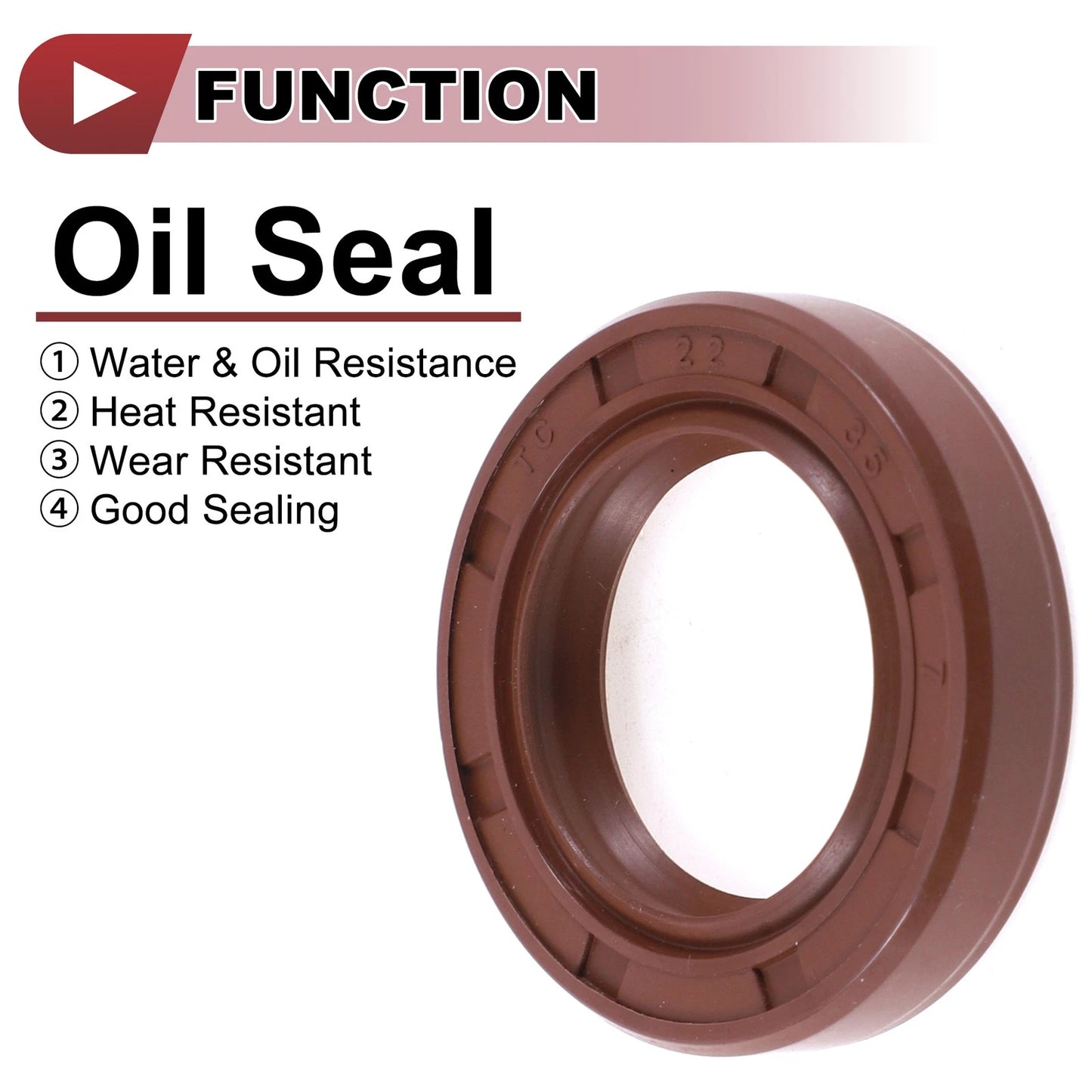 Oil Seal 22x35x7mm Brown 2 Pcs Seal Ring Rotary Shaft Seal FKM Rubber