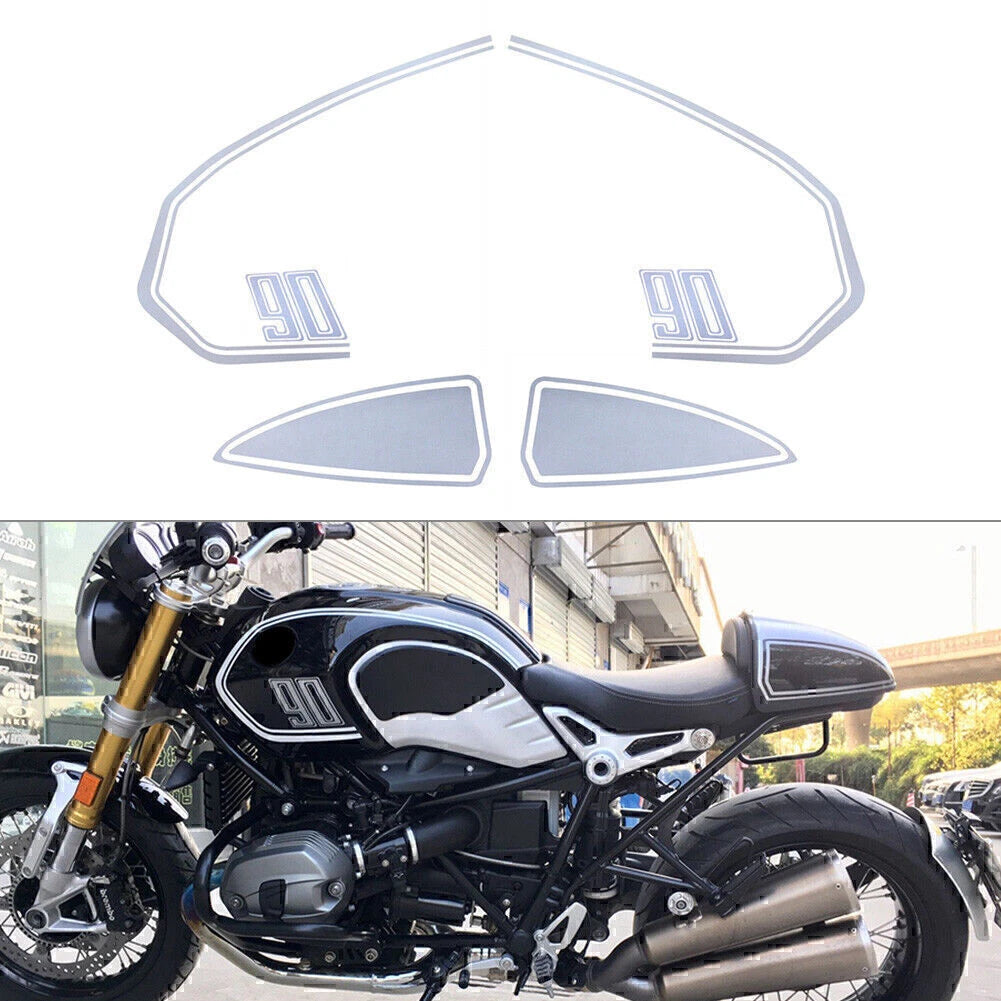 Silver Moto Tank Sticker Decal Cover for BMW RnineT Pure Racer Scrambler (2014-2023)
