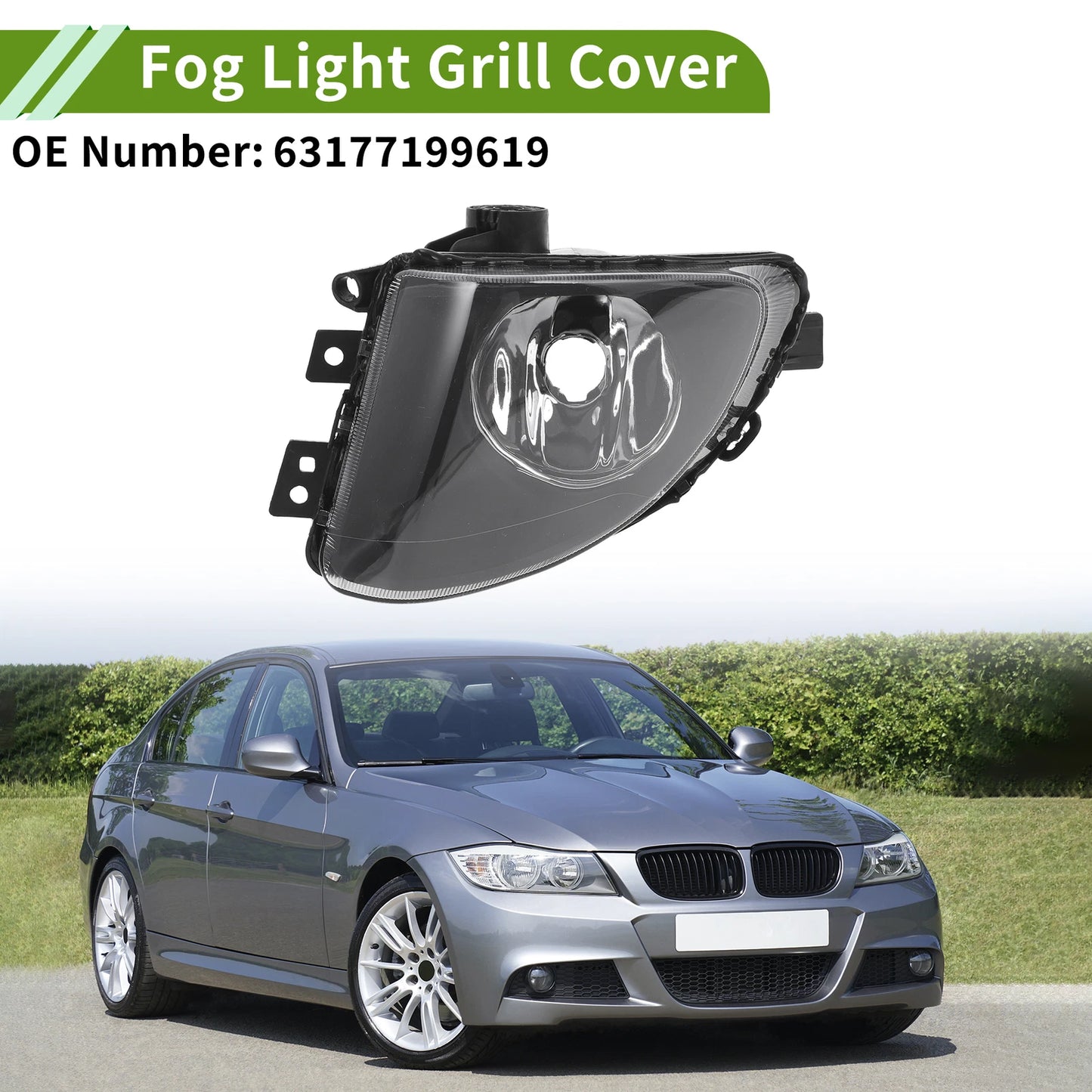 Left Fog Light Grill for BMW 535i 2010-2017 (1 x Clear, Black)
