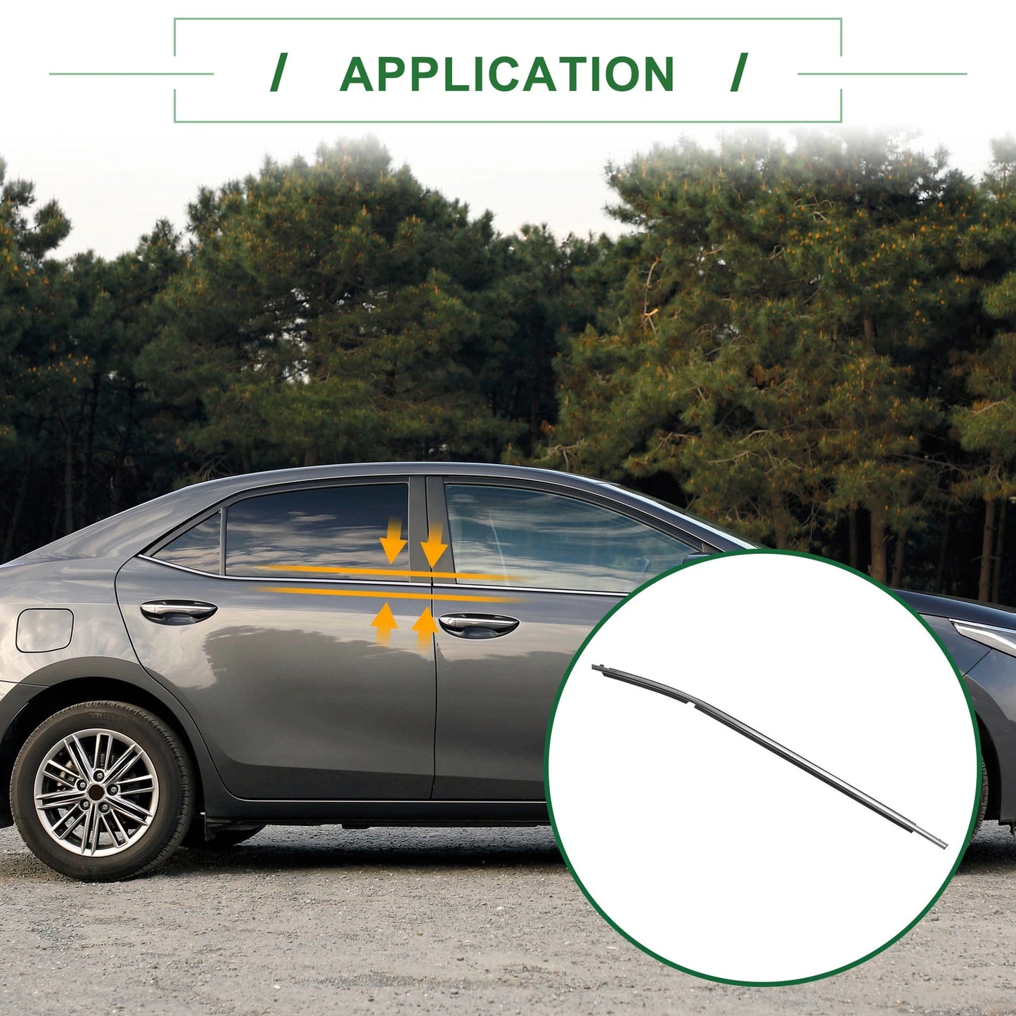 2 x Rear Left & Right Weatherstrip Window Seal for Toyota Corolla (2014–2018)