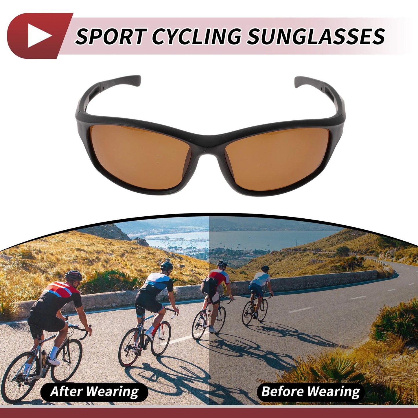 1 x Motorcycle Goggles Brown Lens Black Frame Tri-acetel Cellulose PC