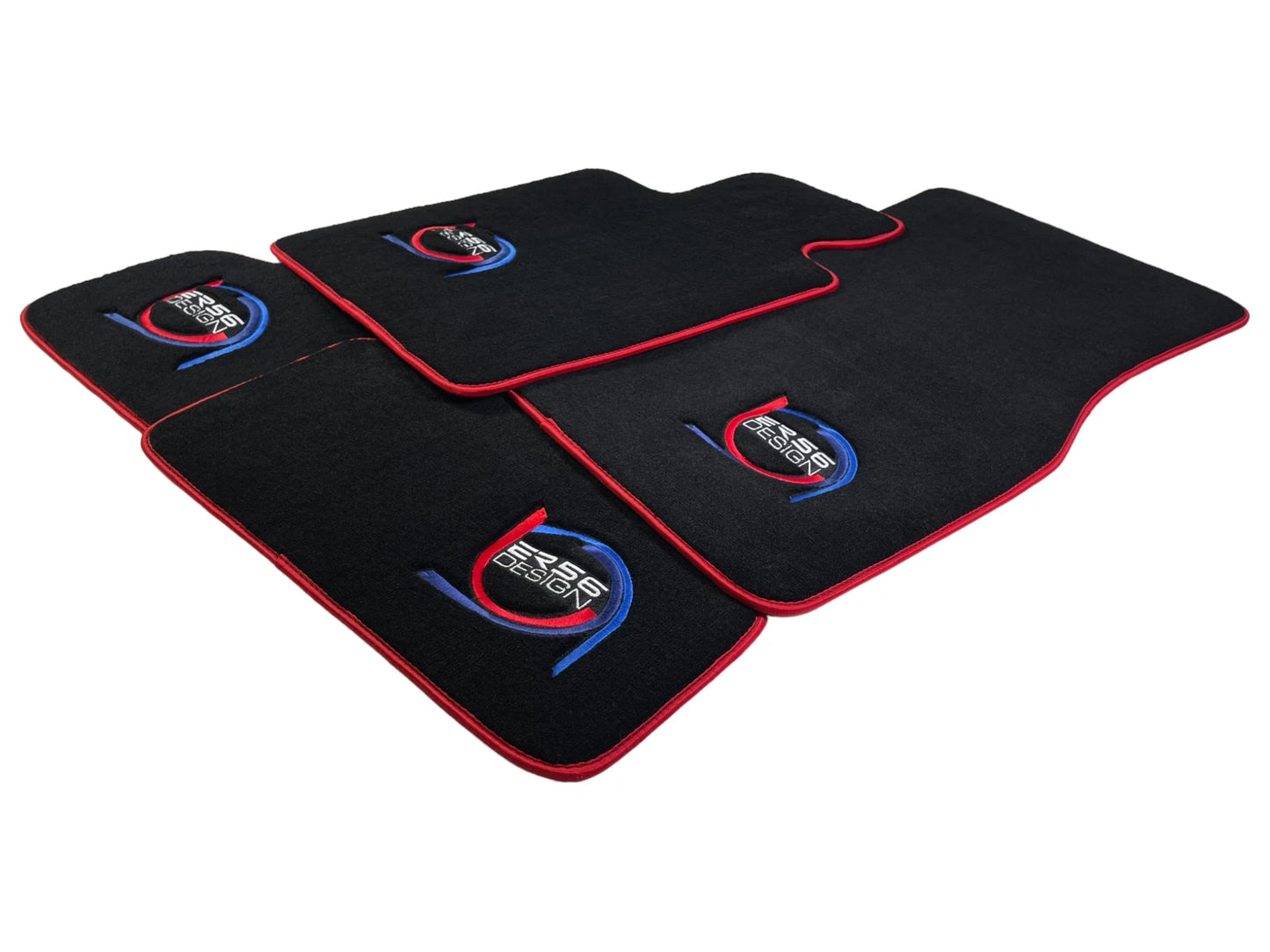 Black Floor Mats for BMW ER56 Design with Red Trim - Premium Quality