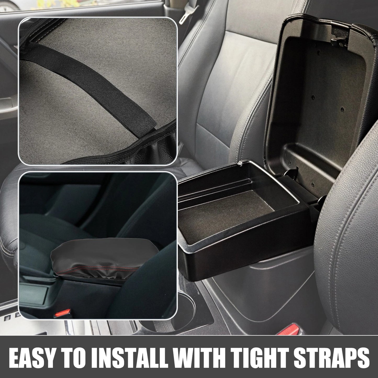 Center Console Armrest Cover for Mazda 3 (2019-2023) Black Red Stitches
