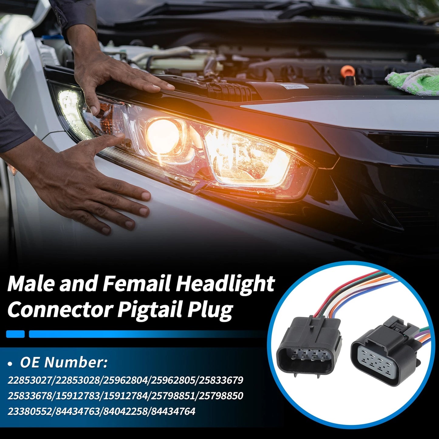 Male and Female Headlights Connector Harness Plug Wire for Chevrolet