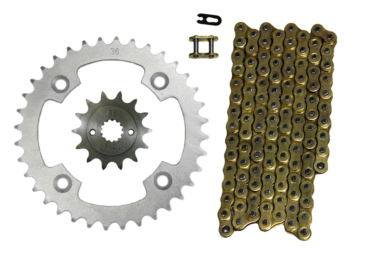 Gold 520x96 Drive Chain & 14/36 Sprockets for Suzuki LT-R450 Quadracer
