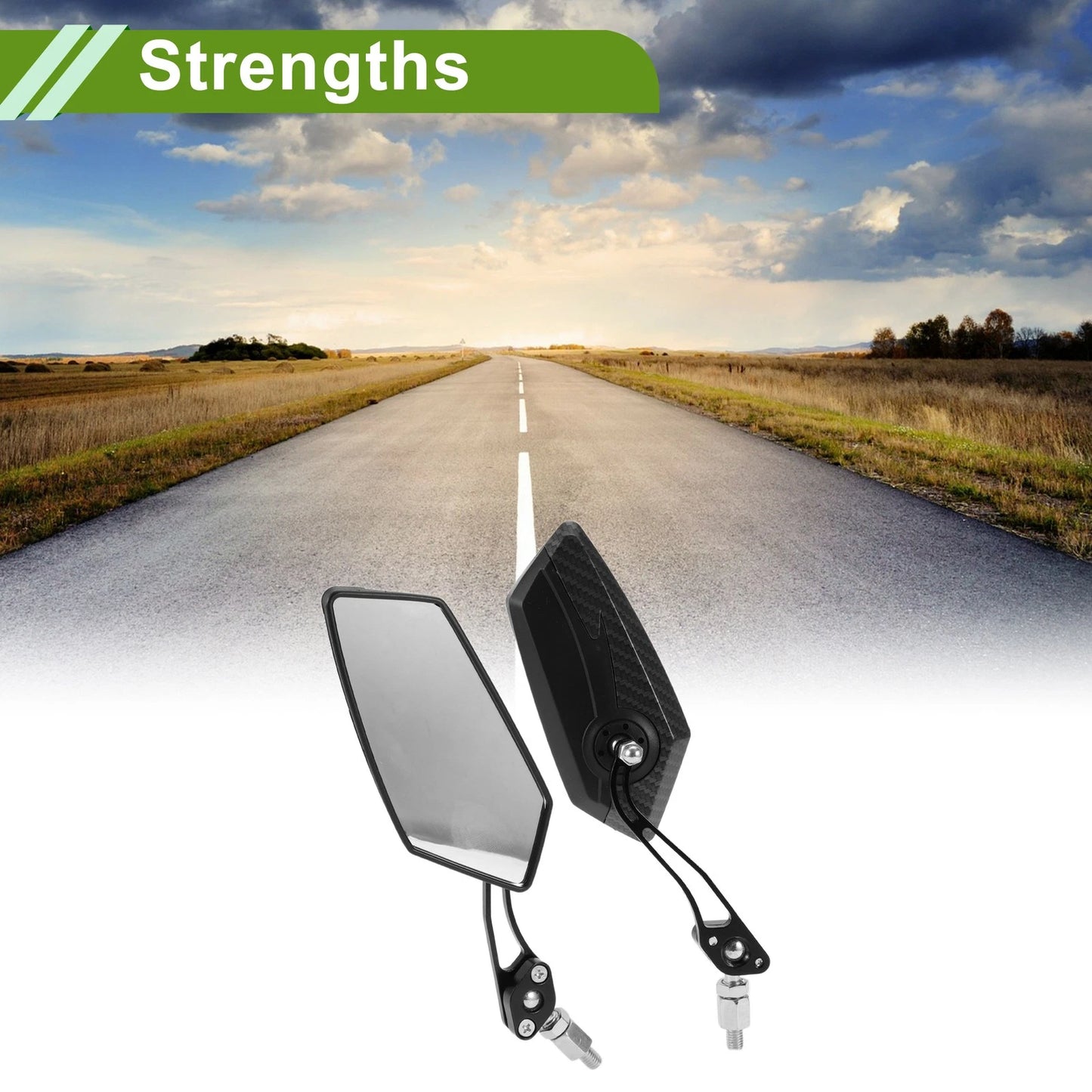 M8/M10 Rear View Mirror Polygonal Shape Black Carbon Fiber for Motorcycle