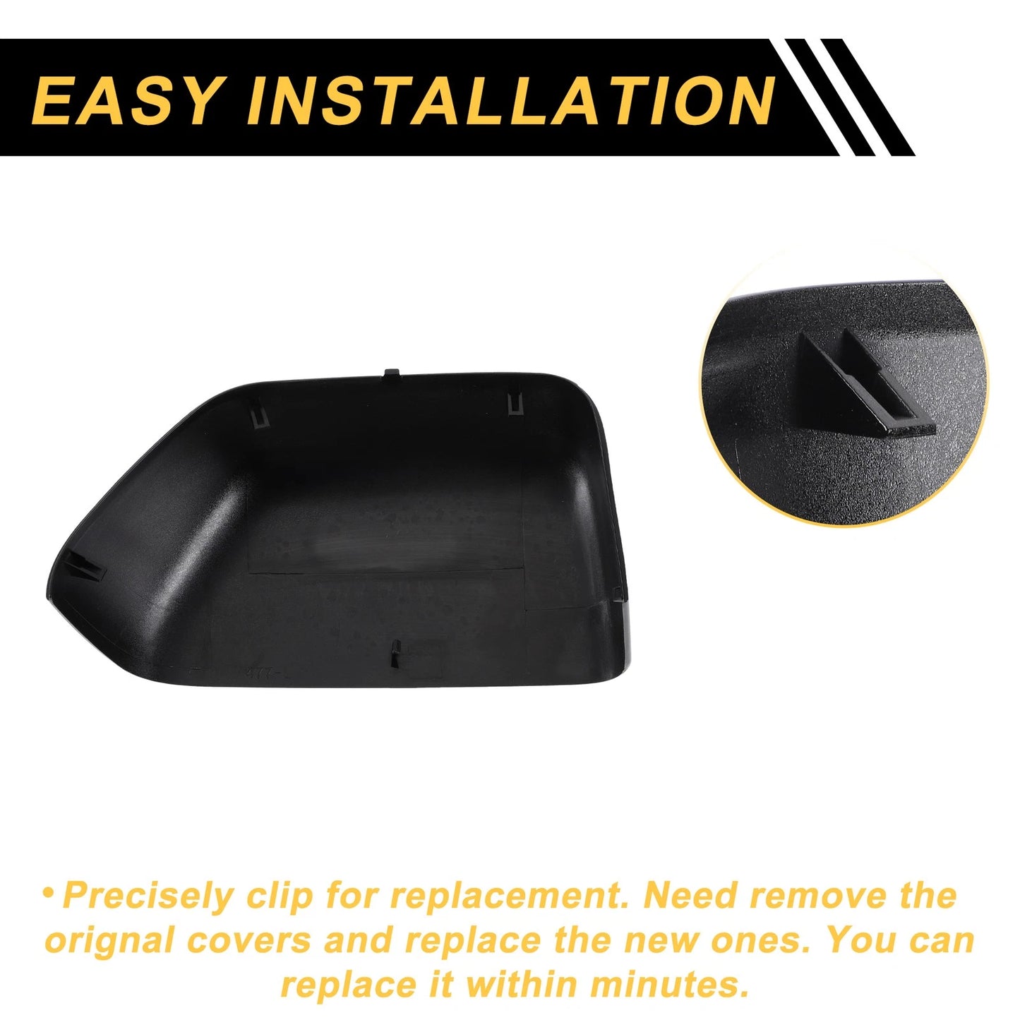 Left Side Mirror Cover Cap Gloss Black for Ford F-250 F-350 F-450 F-550 (2017-2023)