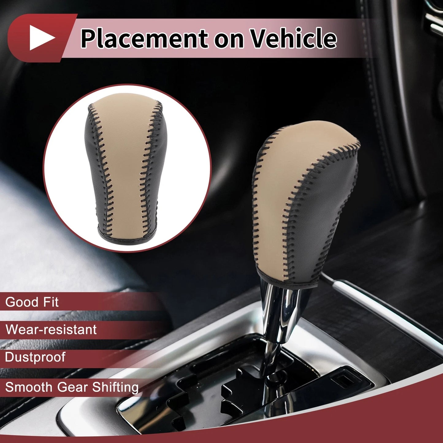 Car Gear Shift Knob Cover for Mazda CX-5 (2013-2014) Black Beige